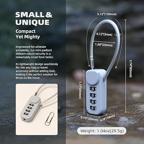 Miniatura 2 de Candado de combinación pequeña, candados de cable con combinación, candados para casillero, cerradura de cable combinada para equipaje, maleta,
