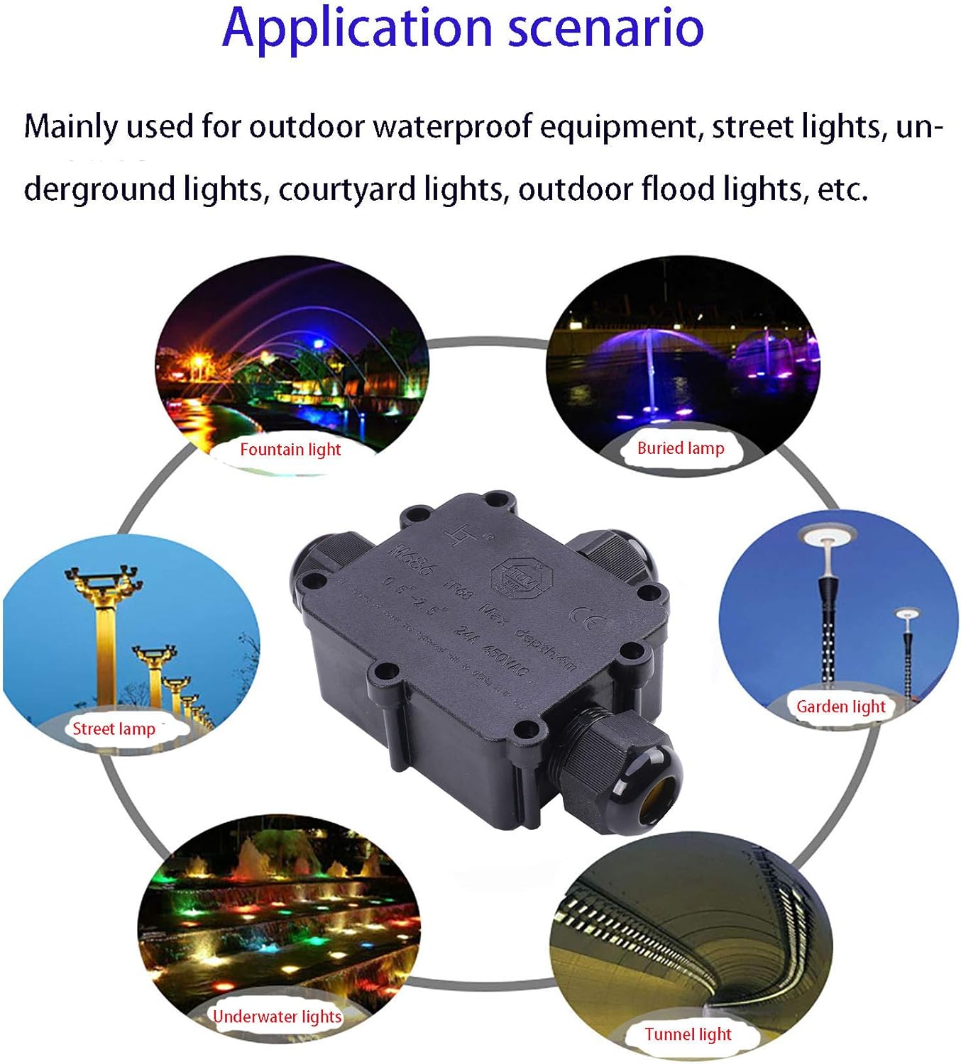 2pcs Waterproof Outdoor External 3 Way IP68 Electrical Junction Box Underground Cable Line Wires Power Cord Connector Protection