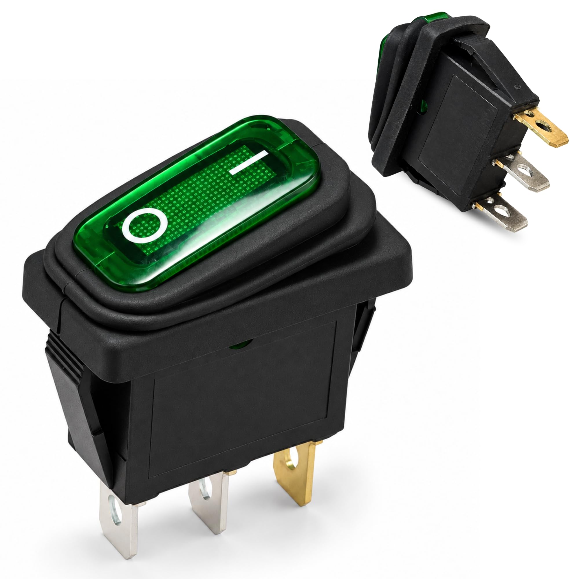 Interruptor Basculante SPST ON/OFF 3 pin, Luz Verde, 1 Unidad - imagen 1