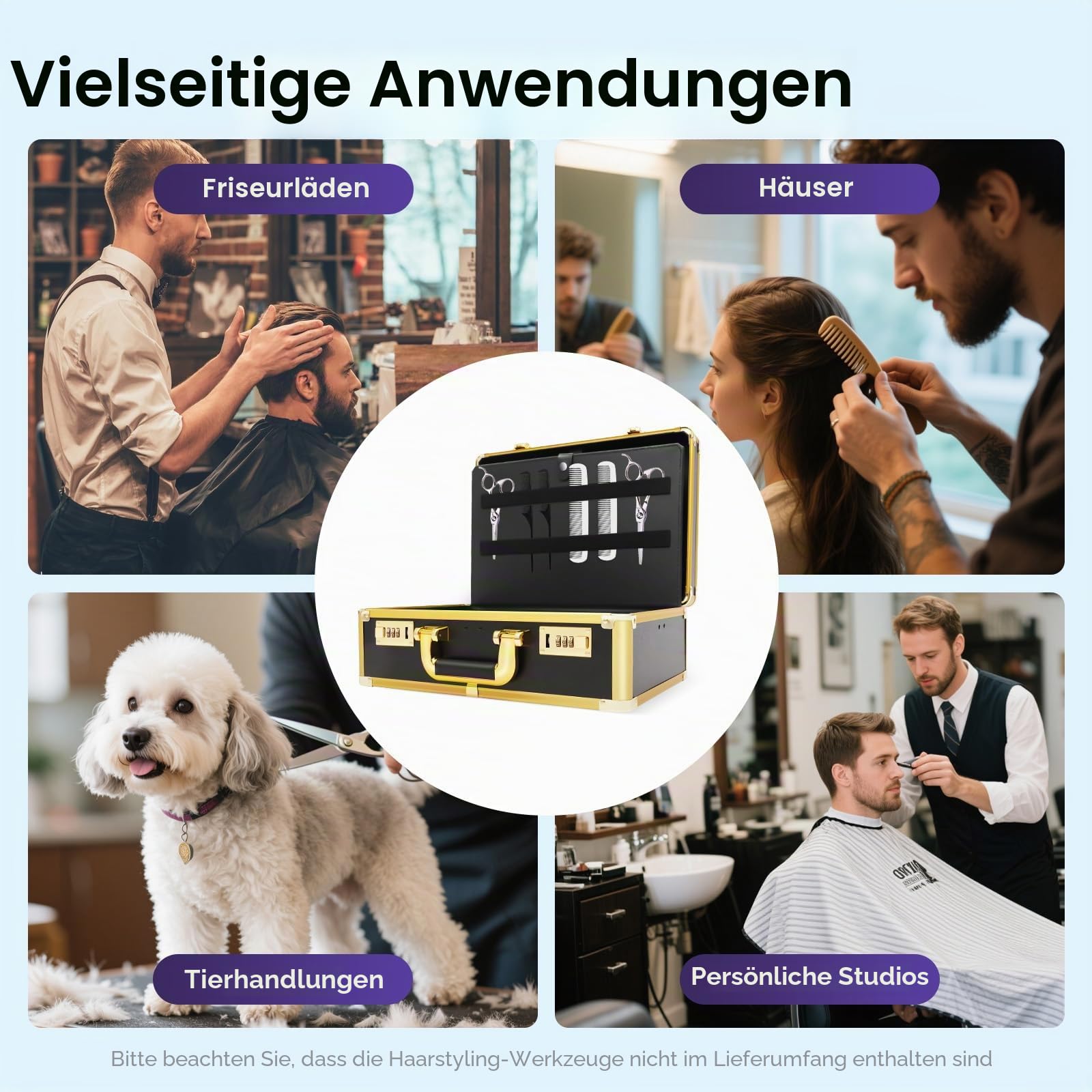 Friseur Koffer Tragbarer, Friseurtasche Barber Case Salon Tool Aufbewahrungskoffer, Friseur Tasche Tragetasche Haarschneider Werkzeugkasten (Glod)