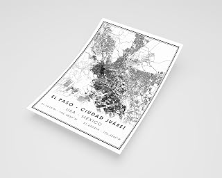 MG Global Simple Poster of el paso ciudad juarez us mexico 1 | 11x17 12x18 16x24 24x36 Minimal Unframed Print | Minimalism Hometown City Wall Art for Gift | Minimalist Artwork for Home Office Decor