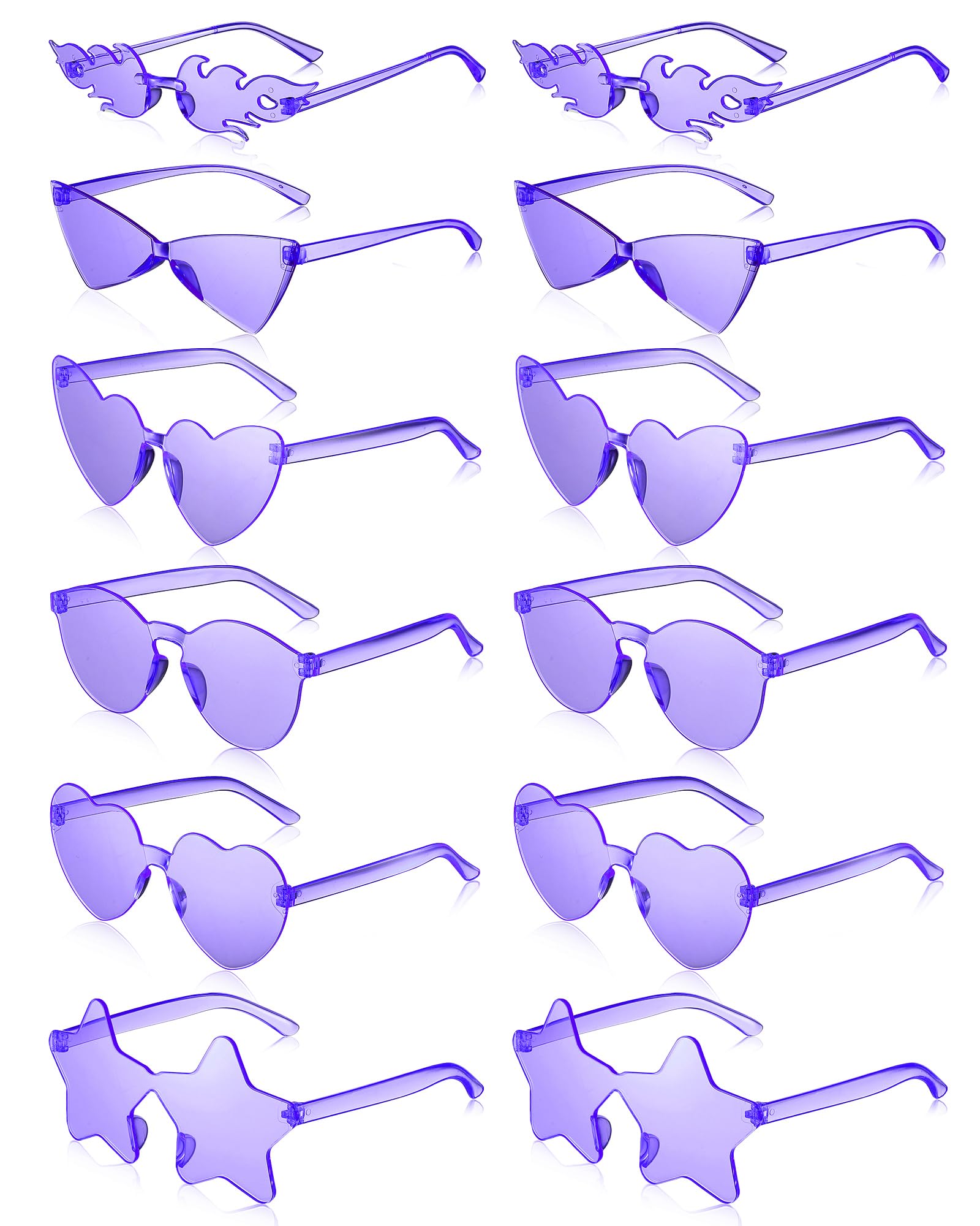 Kanayu Lot de 12 lunettes de soleil sans monture de style rétro pour enterrement de vie de jeune fille, séance photo, accessoires de costume (violet)