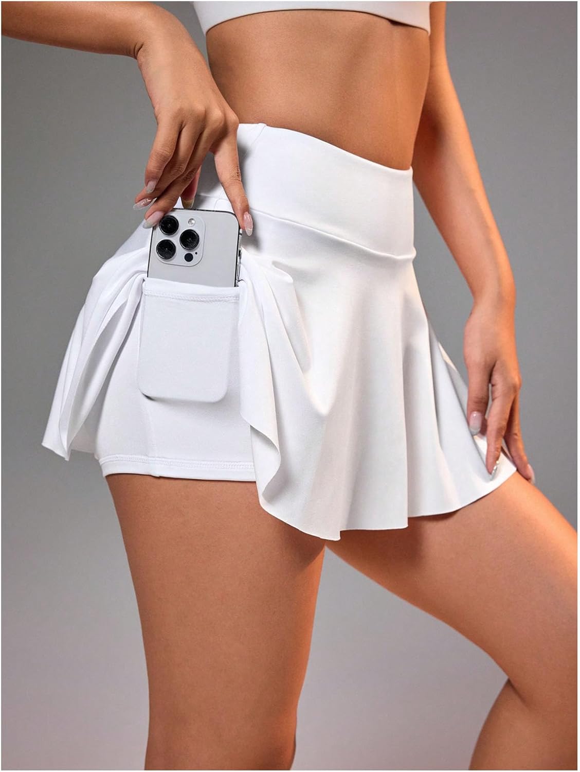 WDIRARA Women's Athletic Tennis Skirts High Waisted Golf Badminton Workout Flared Mini Skorts with Pockets - Image 2