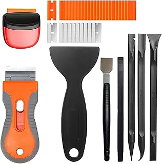 Razor Blade Scrape, Plastic Scraper Tools, Multi-Purpose Paint Scraper, Glass Cooktop Scraper, Scrapers for Remove Labels, Stickers, Decals, Caulk, Adhesive, Paint, Glue, Stove, Razor Blade Holder