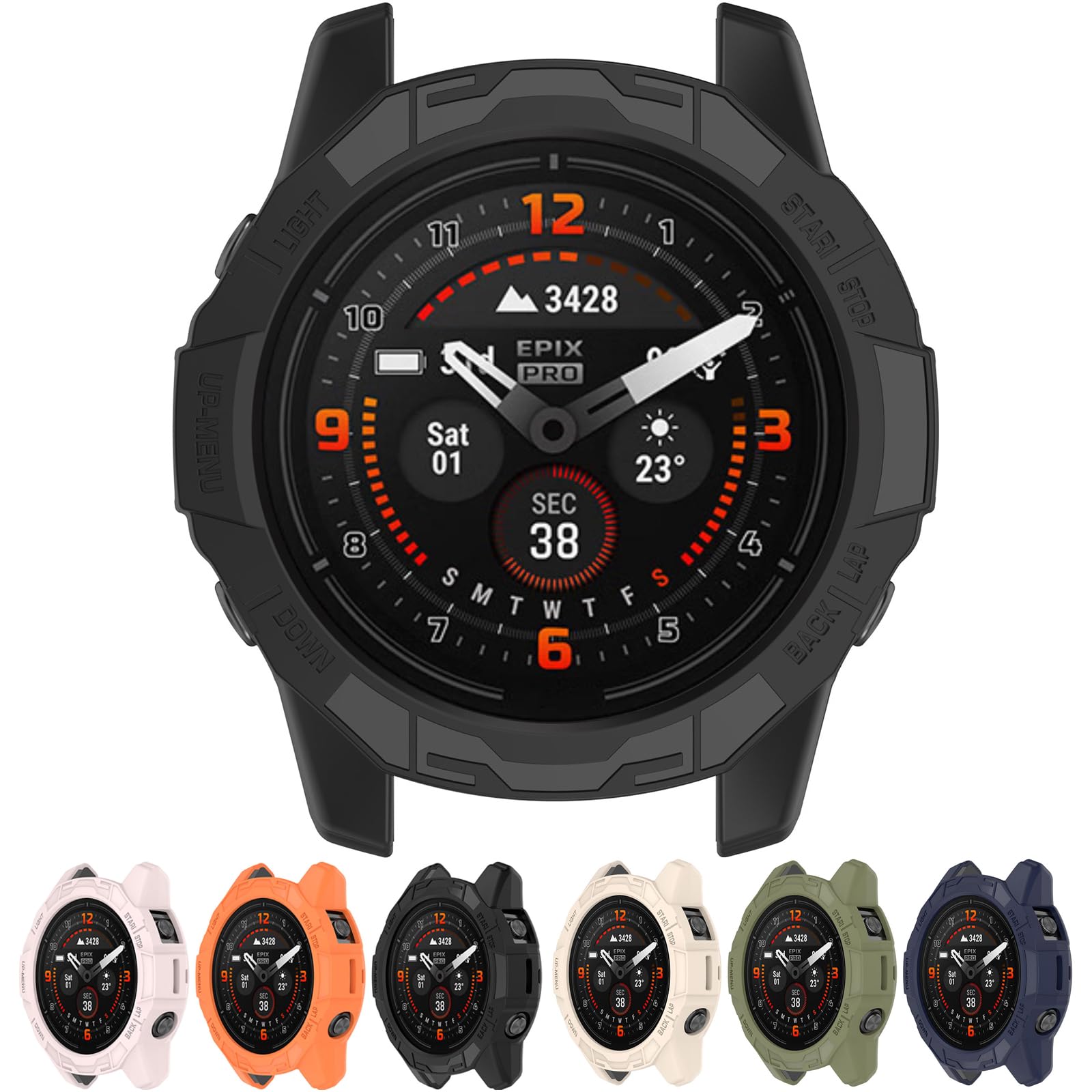 Disscool Case Cover Compatible with Garmin Quatix 7 Pro, Soft Anti Drop PC Replacement Protective Cases Watch Accessories(Black)