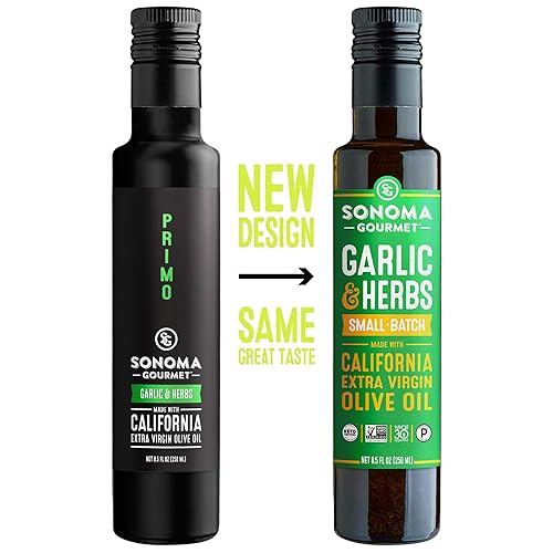 Miniatura 3 de Sonoma Gourmet Aceite de oliva con sabor a ajo y hierbas  Aceite de oliva virgen extra 100% California  8.5 onzas líquidas (paquete de 4)