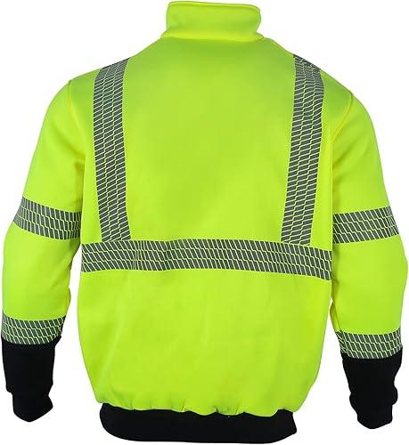 Miniatura 9 de VENDACE Hi Vis - Sudadera con capucha reflectante de seguridad para hombre, ANSI Clase 3, de forro polar, de alta visibilidad, color negro, talla L