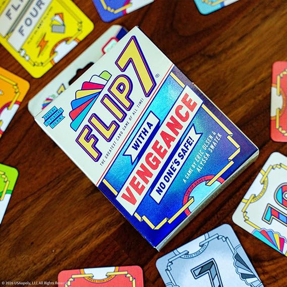 USAopoly | Flip 7 with A Vengeance | Party Card Game | Ages 8+ | 3+ Players | 20+ Minutes Playing Time