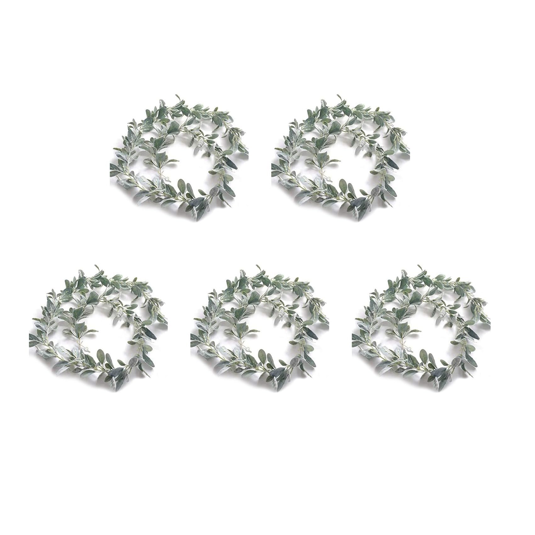 Guirlande succulente artificielle, oreilles d'agneau et eucalyptus d'automne pour manteau
