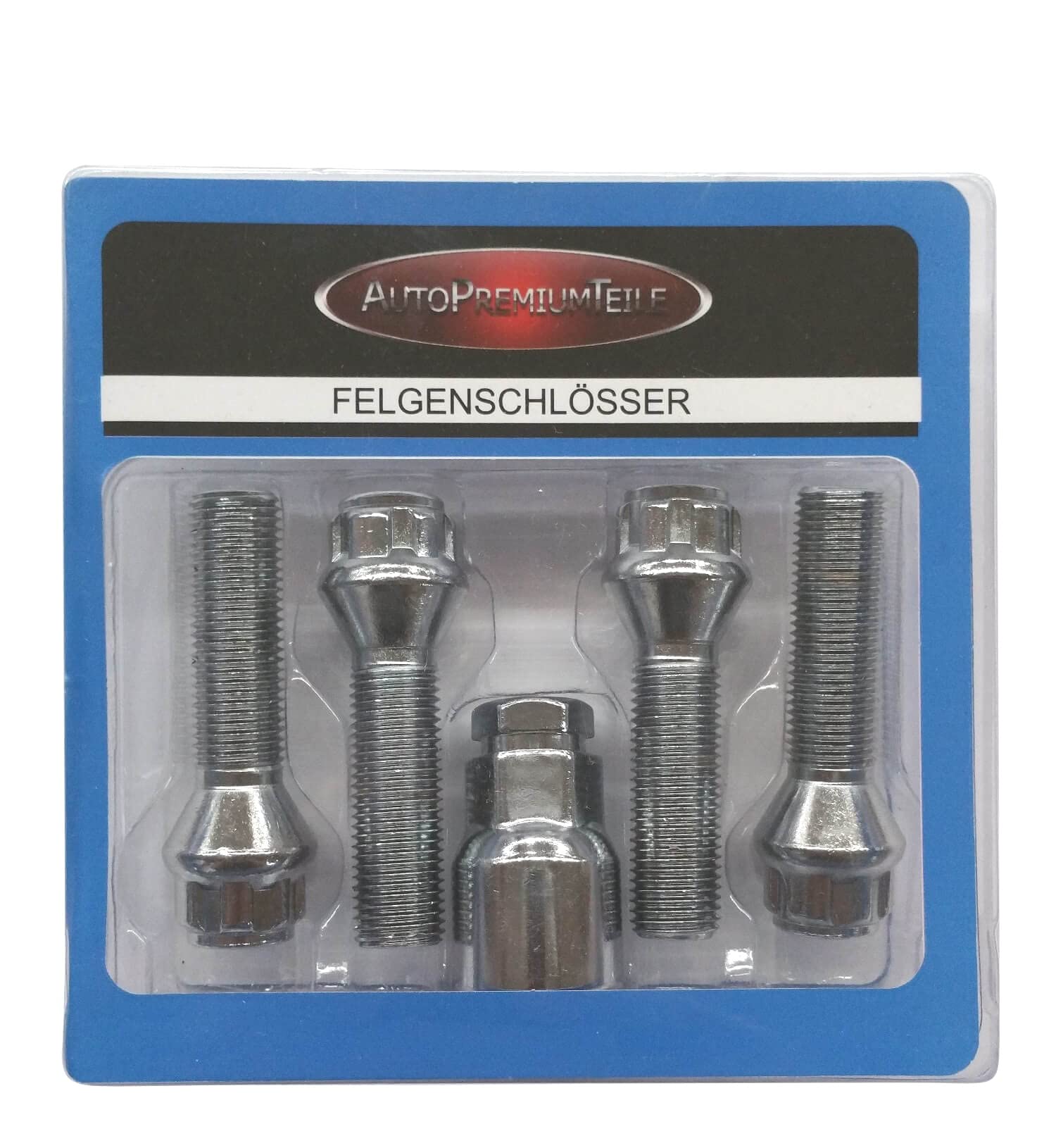 Blokada do felg M14 x 1,5 x 43 mm, taśma stożkowa 60°, 4 srebrne zamki felg, zestaw 4 sztuk, zabezpieczenie felg, zabezpieczenie przed kradzieżą, zabezpieczenie kół, śruby kół