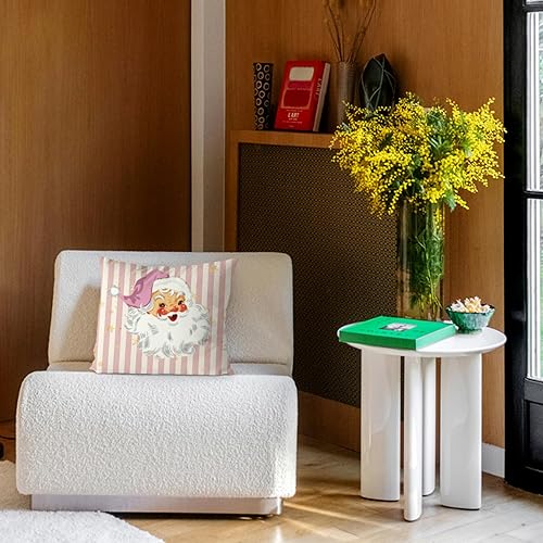 Miniatura 2 de Fundas de almohada de Navidad de 18 x 18 pulgadas, decoración de Navidad rosa de granja, diseño de árbol de Papá Noel, a rayas, decoración de