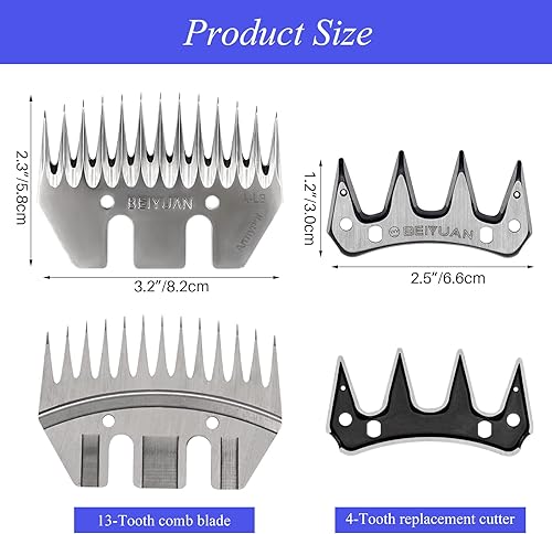 Miniatura 2 de Junniu Cuchillas de repuesto para tijeras de oveja, cuchillas de corte de oveja, cuchillas desmontables para cortador eléctrico profesional, peine