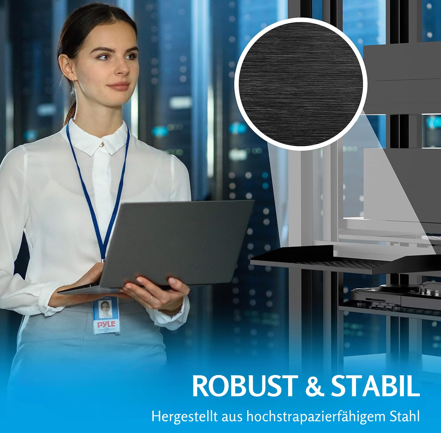 Pyle Fachboden - 2HE Rack Shelf – Belüfteter Rackboden aus Stahl für Netzwerkschrank und Serverschrank – Bild 5