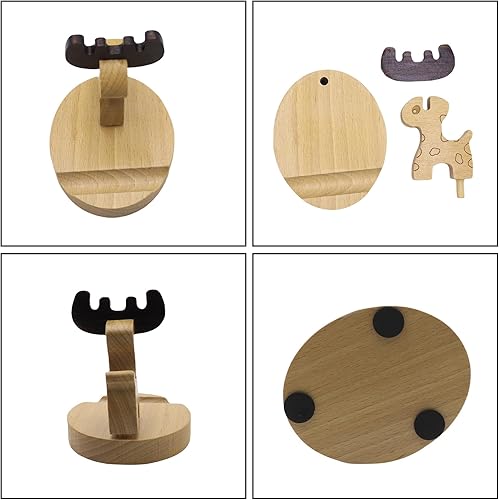 Miniatura 22 de Lindo conejito soporte de teléfono celular soporte de madera animal universal teléfono celular soporte de escritorio para todos los teléfonos