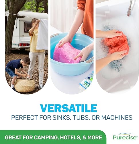 Miniatura 5 de Purecise Sábanas de detergente para ropa de viaje, sin perfume, ligeras y sin ensuciar, 30 cargas en total (15 hojas), artículos de tocador de viaje