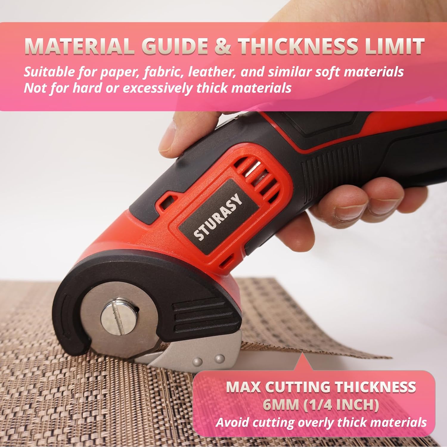 Cardboard Cutter with Safety Lock, Red Cordless Electric Scissors Two Blades, Rechargeable 4V 2000mAh Electric Rotary Cutter for Cardboard, Fabric, Carpet, Leather, Paper, Plastic, Packages