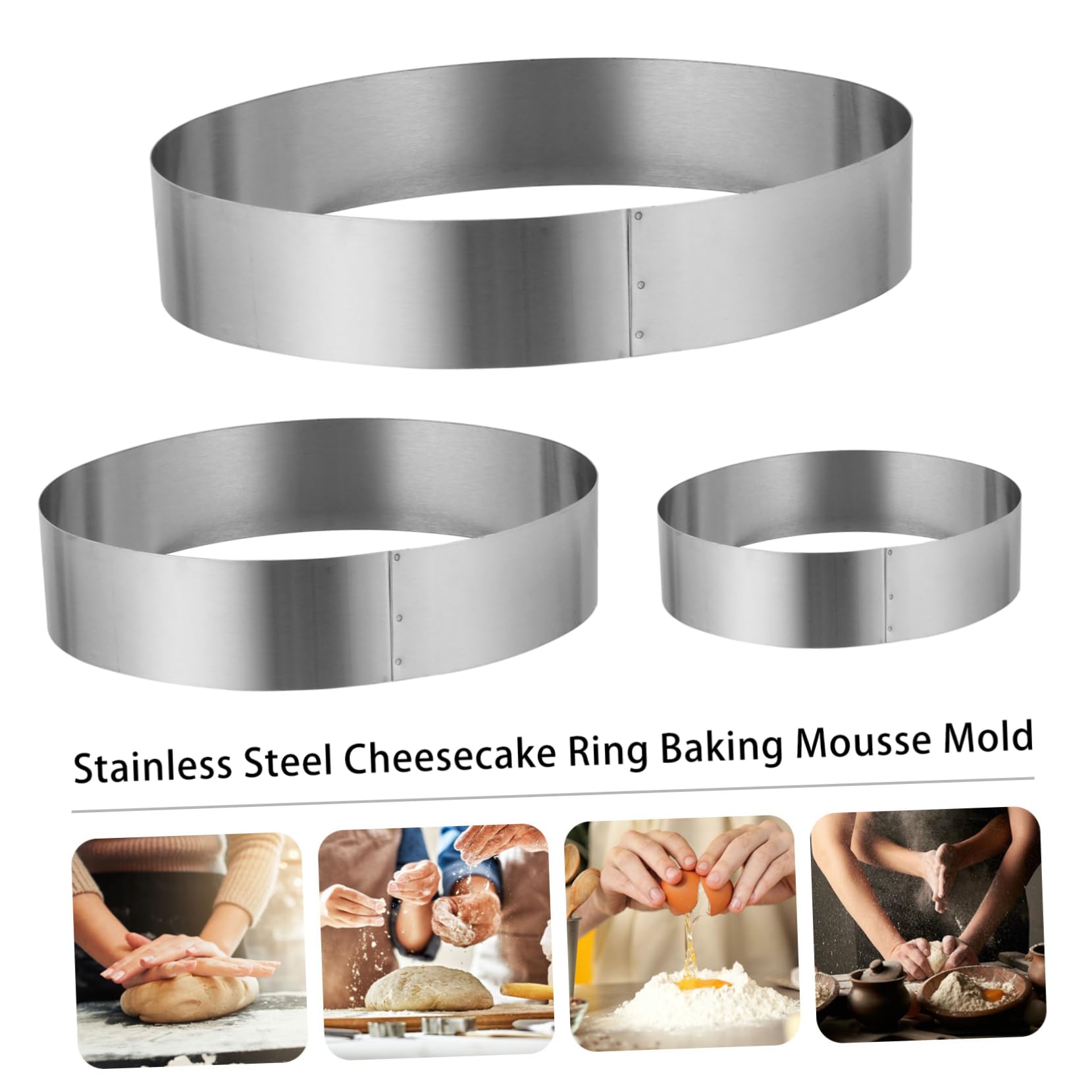Cabilock 3pcs Cake Mold Mousse Ring Baking Tools for Easy Demoulding High Temperature Tolerance for DIY Cakes and Party Treats