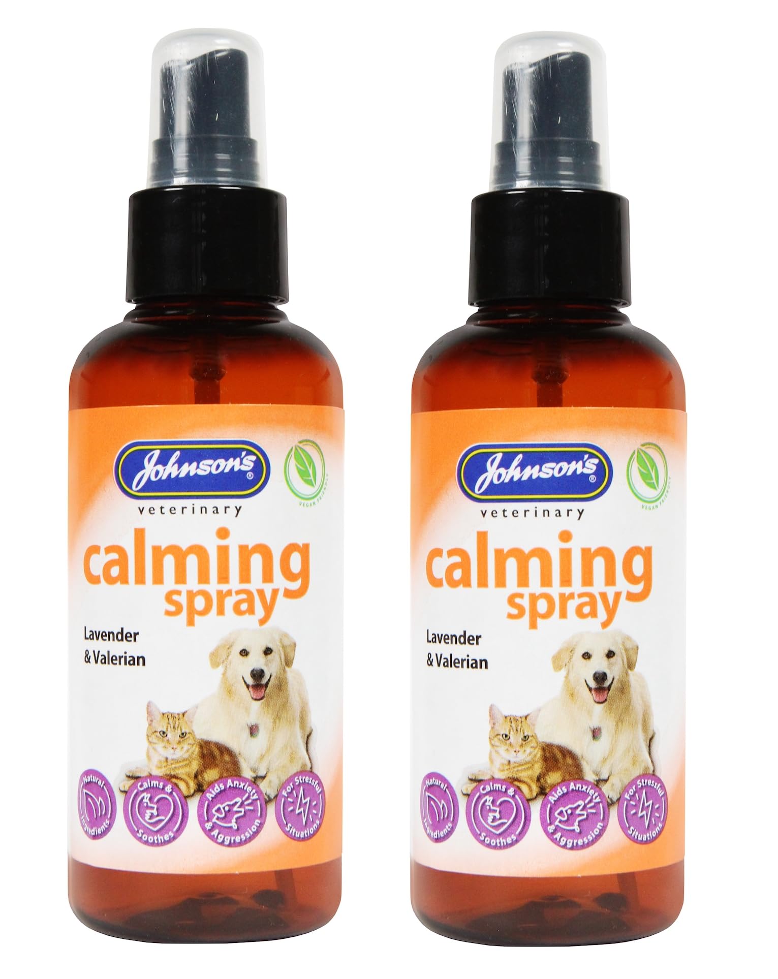 WUNDAPETS 2X JOHNSONS VETERINARY CALMING SPRAY PET CAT DOG VALERIAN ANXIETY SOOTHING 150ML