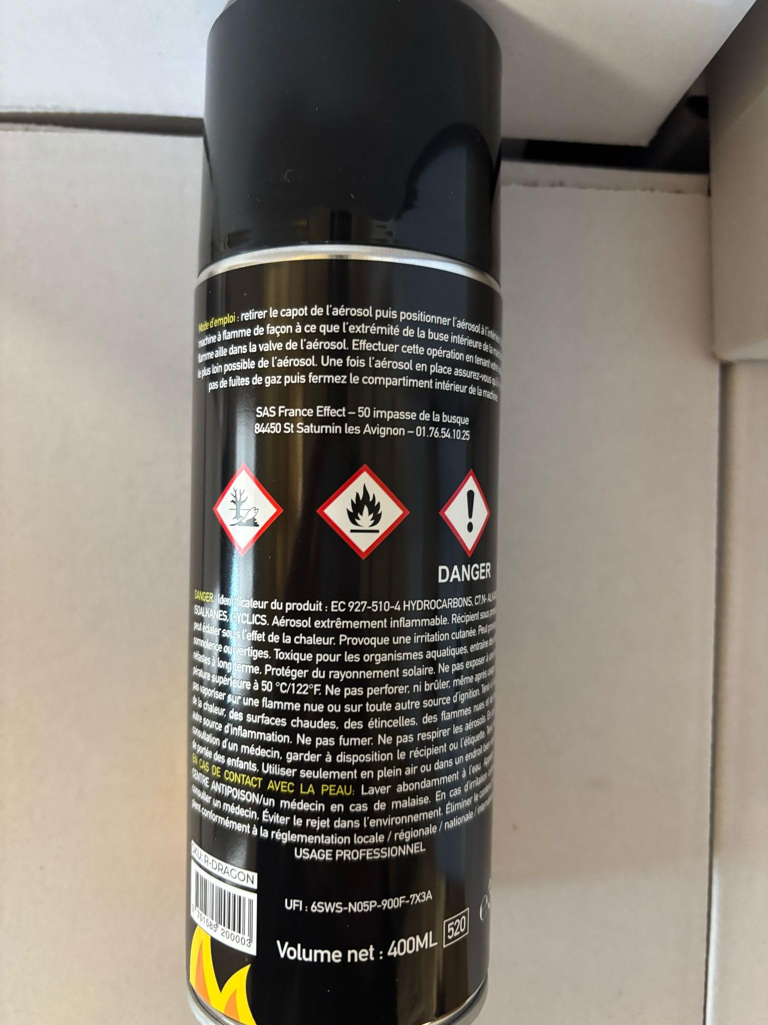 France Effect 4 Recharges Flamme Dragon Effect Dragon Tower III 400ml Recharge projecteur flammes puissantes sans résidu
