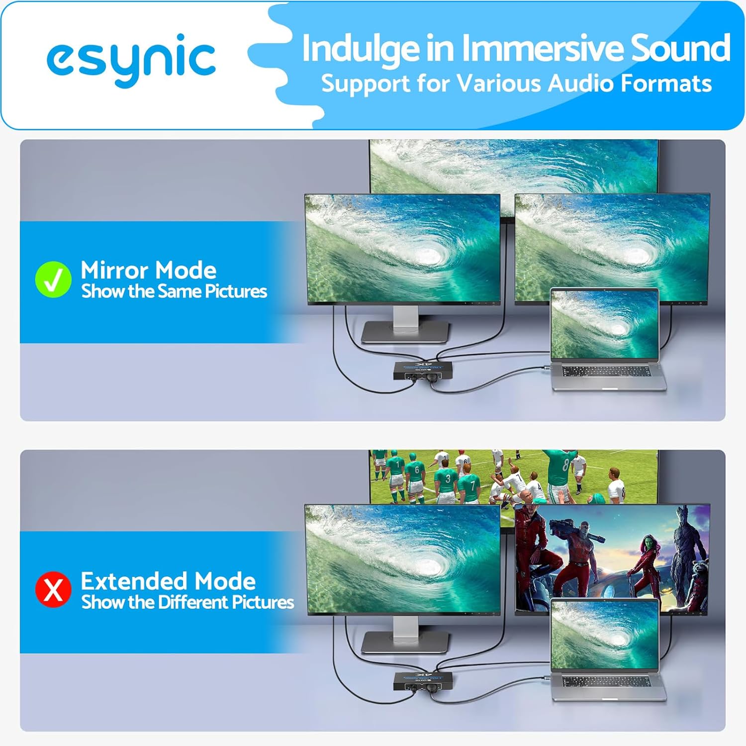 eSynic Professional Optical to RCA Adapter& 4 Way HDMI Splitter Kit