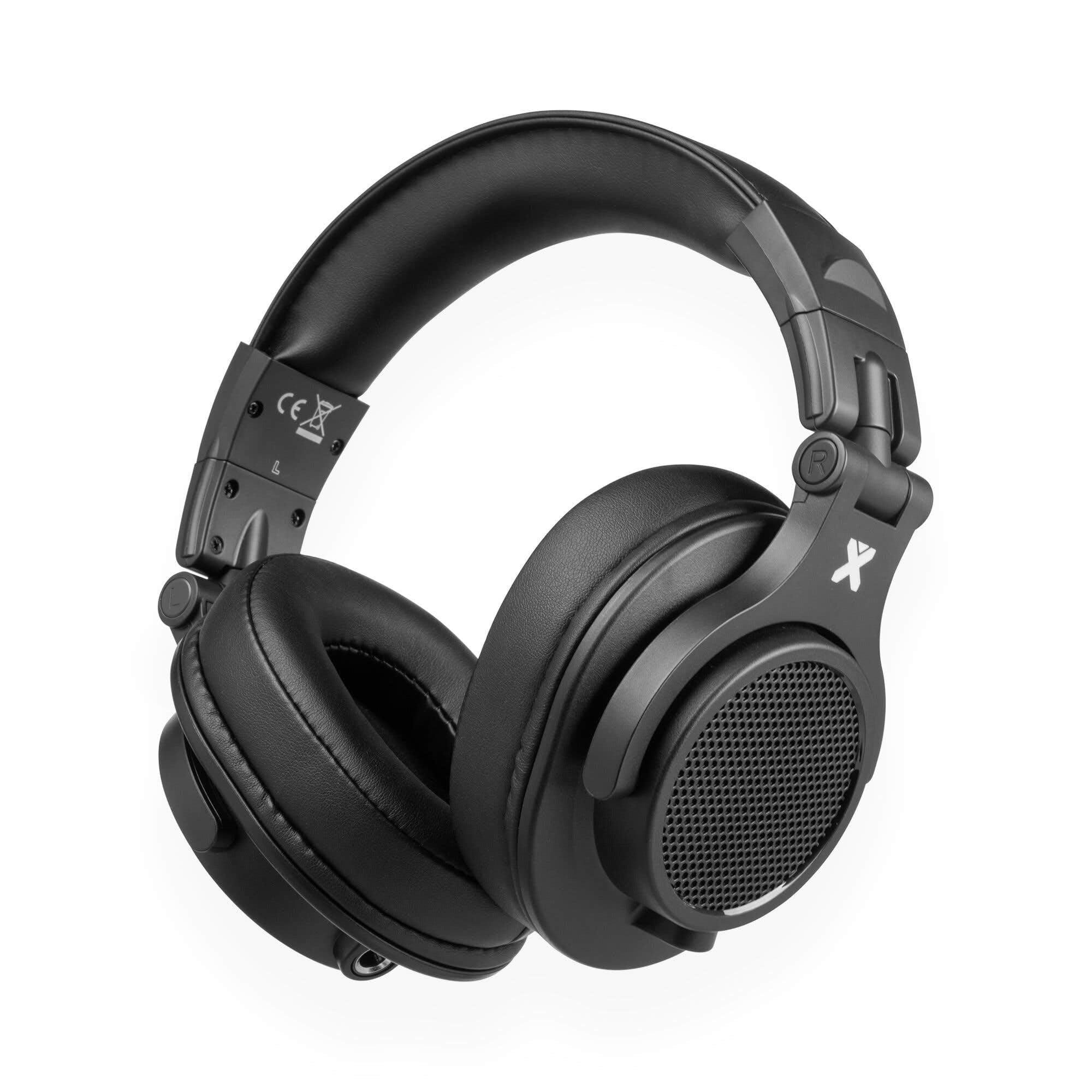Vonyx HDX120BK – Auriculares DJ con Drivers 40 mm, Dual Ports 3,5 y 6,3 mm, Cable Reversible, diseño Plegable Profesional y Bolsa de Transporte para música y Estudio, Color Negro