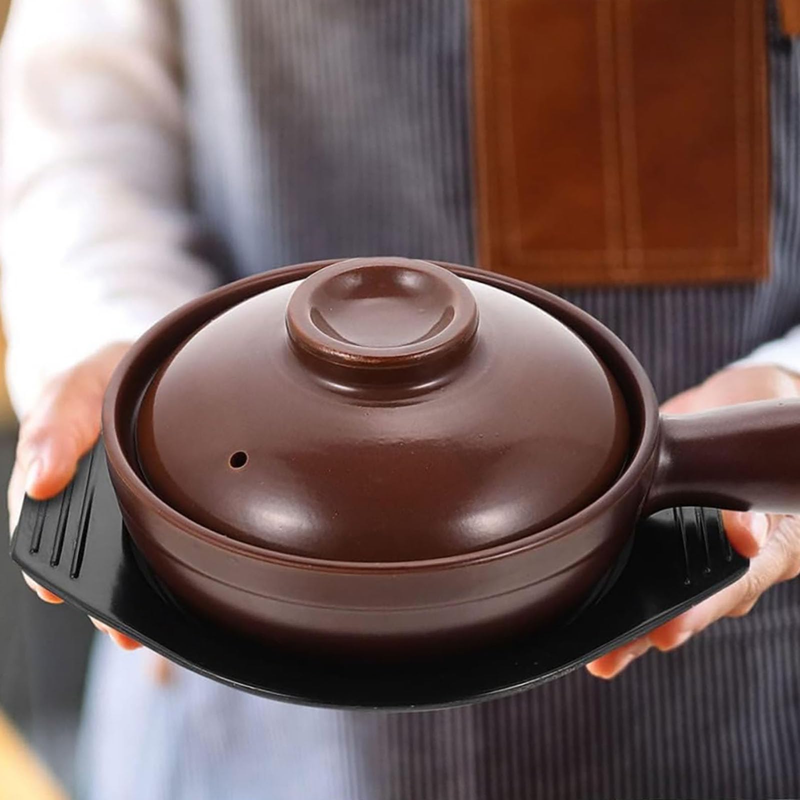 Cerámica, cazuela, vasija de sopa cebolla francesa(Brown)