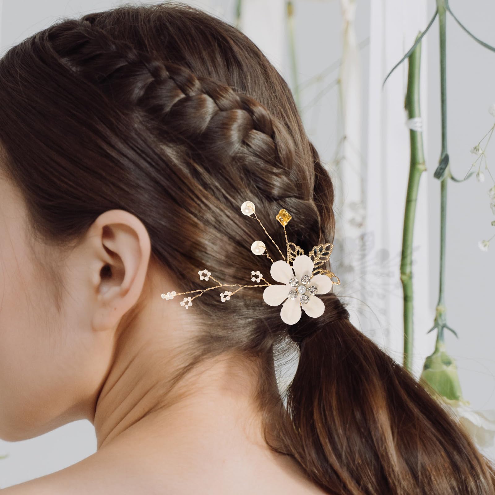 Healvian 1 Set Haarkamm-clips für Die Hochzeit, Florale Brauthaaraccessoires, Grüner Strass-haarschmuck aus Legierung für Brautjungfern Und Hochzeitsgäste