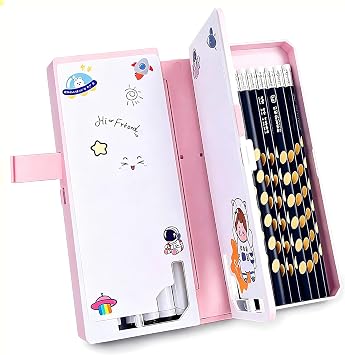 Large Capacity Pencil Case,Foldable Pencil Box with 2 Compartments,Stationery Storage Organiser for Teen Girls Boys Adults,Office School Supply for Students Pink