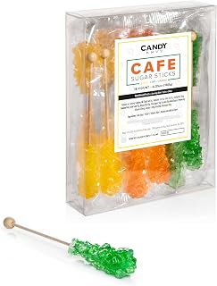 Candy Envy - Citrus Trio Café Sugar Sticks Mini Rock Candy - 18 Individually Wrapped Citrus Treats - Lemon, Lime, Orange Flavored