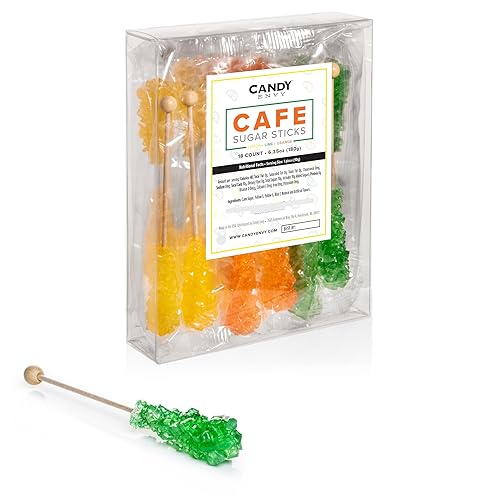 Candy Envy - 18 ct Citrus Cafe Sugar Sticks Rock Candy - Envuelto indiv. - Limón, Lima, Naranja