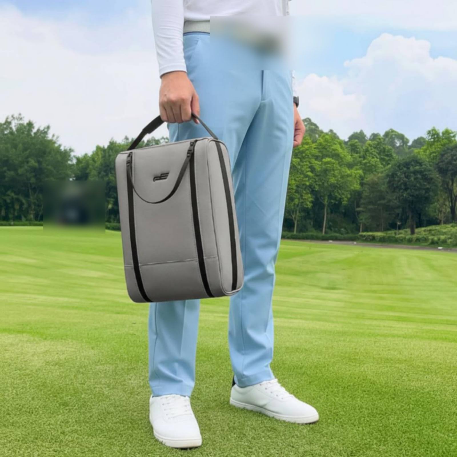 Golfschuhtasche wasserdicht Golf-Schuhbeutel atmungsaktiv PU-Schuhtasche für Golfer, Golfplatz, Array, Weiß