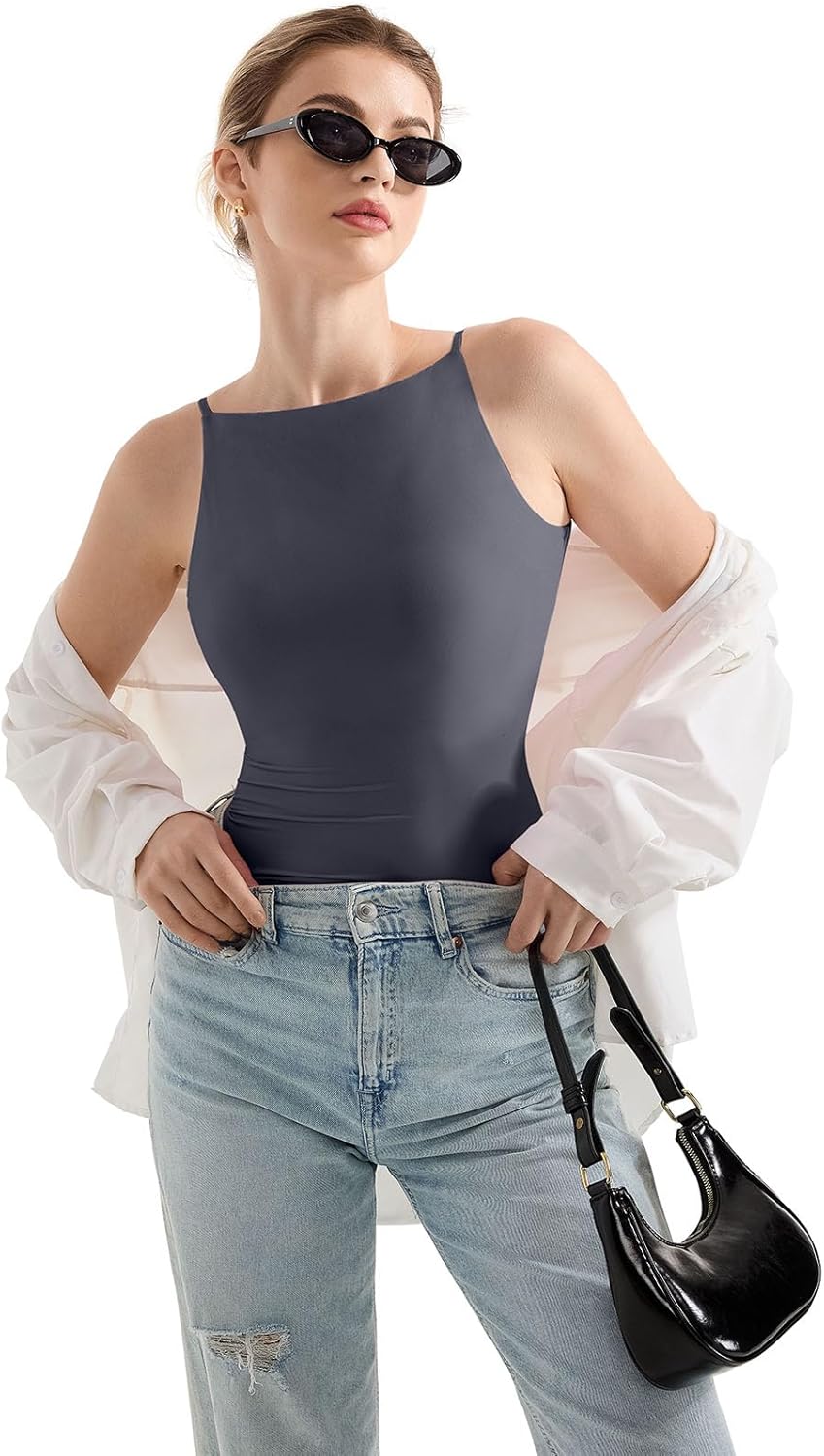 SUUKSESS Women Double Lined Boat Neck Tank Tops 2025 Y2K Going Out Basic Cami Shirts - Image 3