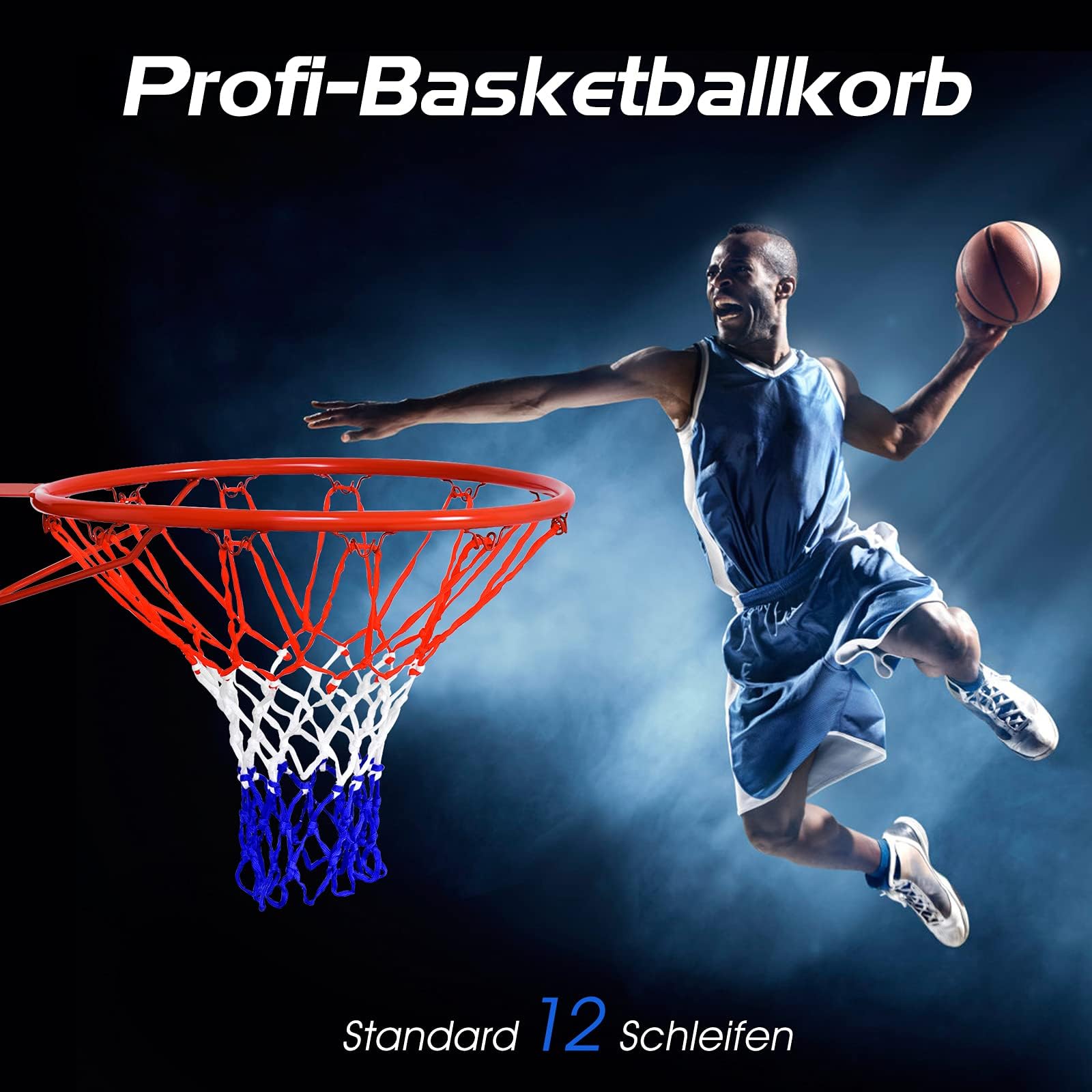 COSTWAY Ø 45 cm Basketballring mit Netz, Basketball Korb aus Stahlrahmen und wetterfestes Nylonnetz, Basketballkorb für In- und Outdoor