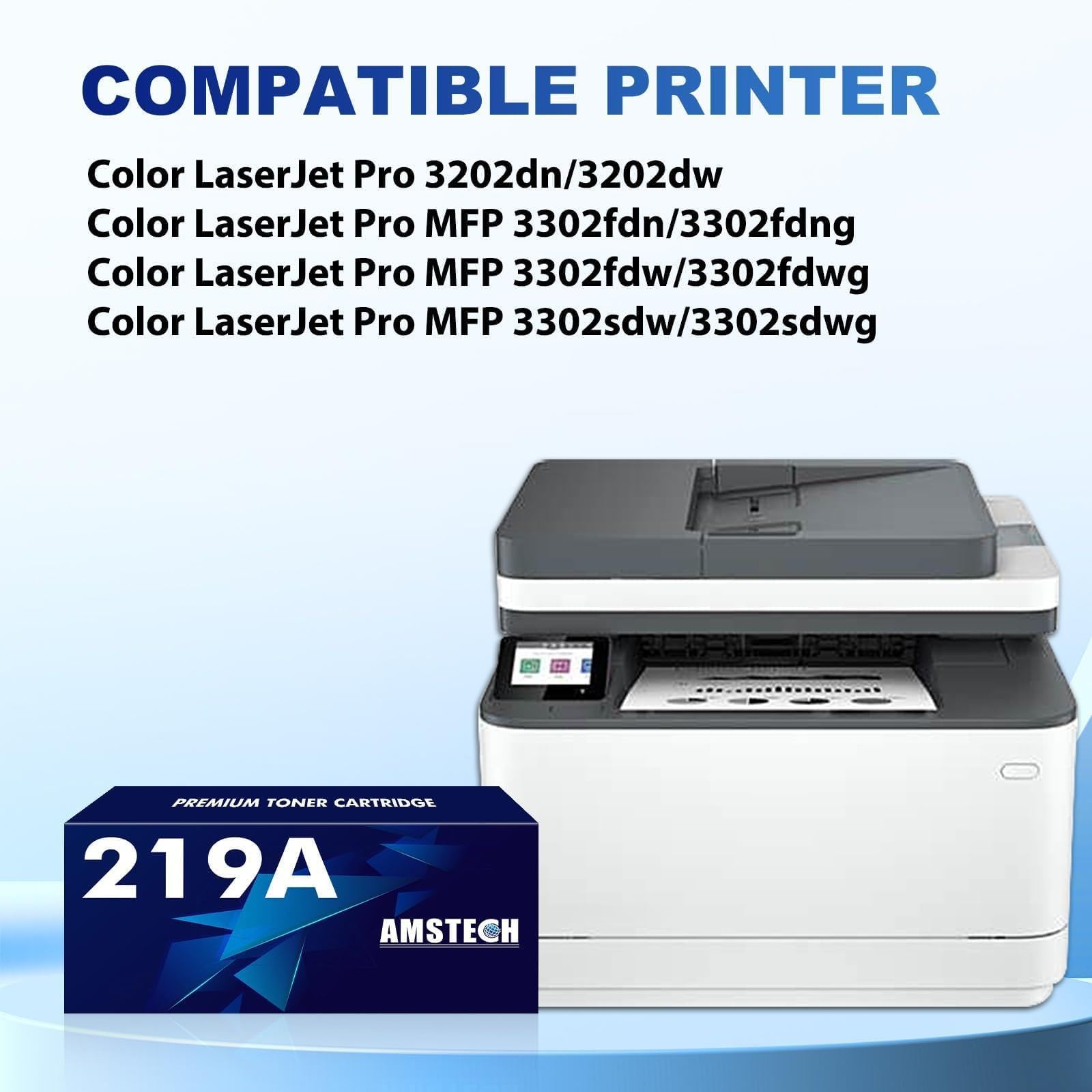 4-Pack Toner 219X/219A Per HP Color LaserJet Pro 3302FDW – Nero, Ciano, Giallo, Magenta (Senza Chip) - 2