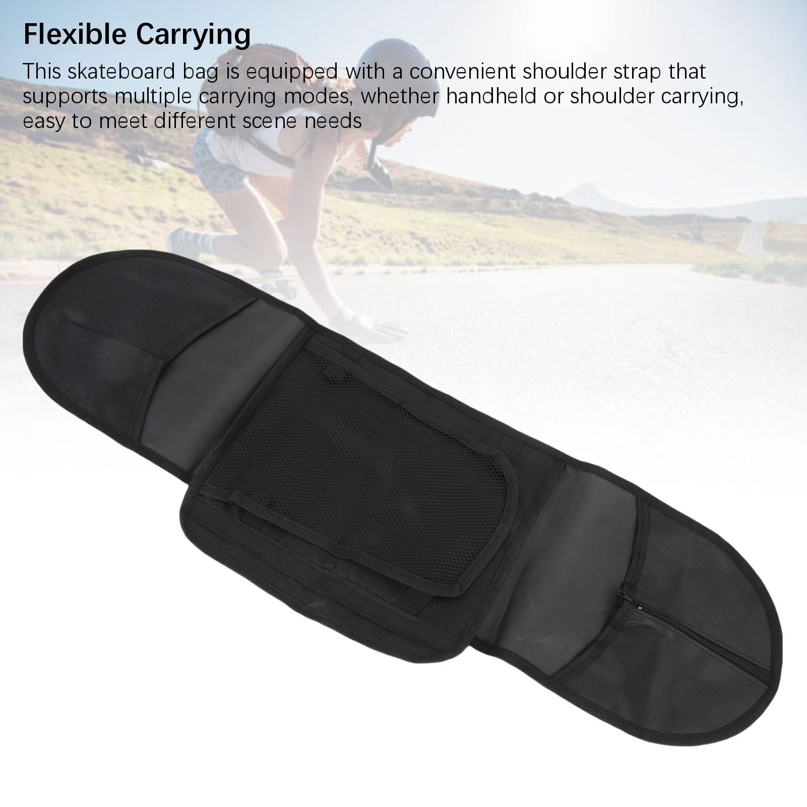 BuyWeek Sac à Dos de Skateboard, 5 Pièces Sac de Longboard Portable à Bandoulière Unique pour 80 x 20 cm Skateboard Double Kick