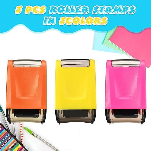 Miniatura 9 de Teling 3 sellos de rodillo de práctica de línea de escritura a mano, autoentintados, sellos de profesores, tiras de oración, práctica de escritura a