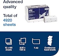 Vista 2 de Tork PeakServe Continuous Hand Towel White H5, Advanced, Compressed, 12 x 410 sheets, 105065