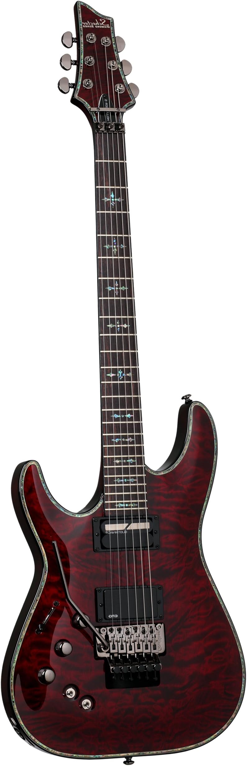 Schecter Hellraiser C-1 with Floyd Rose Sustainiac Left-Handed - Black Cherry