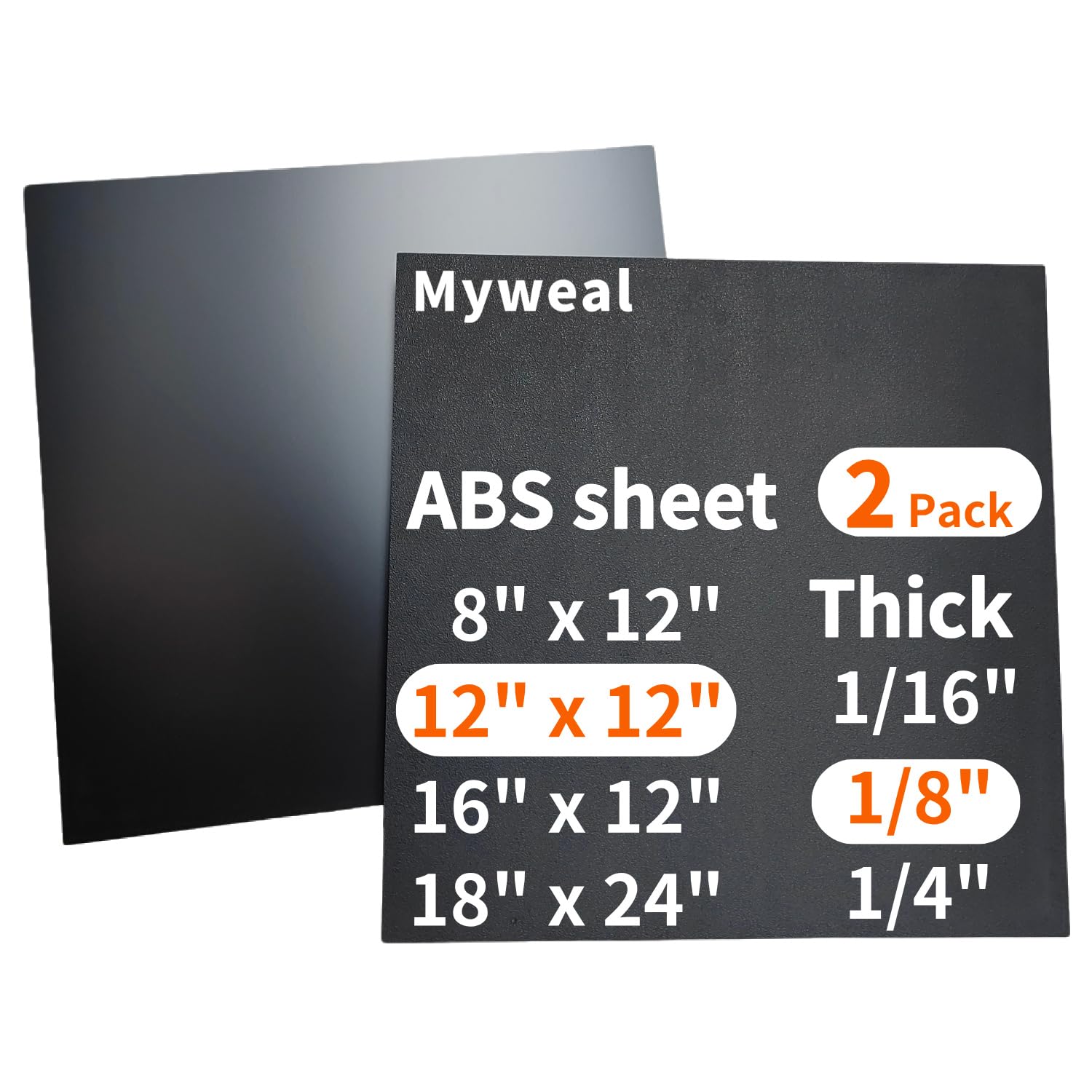 Black ABS Plastic Sheet - 8" x 12" -15
