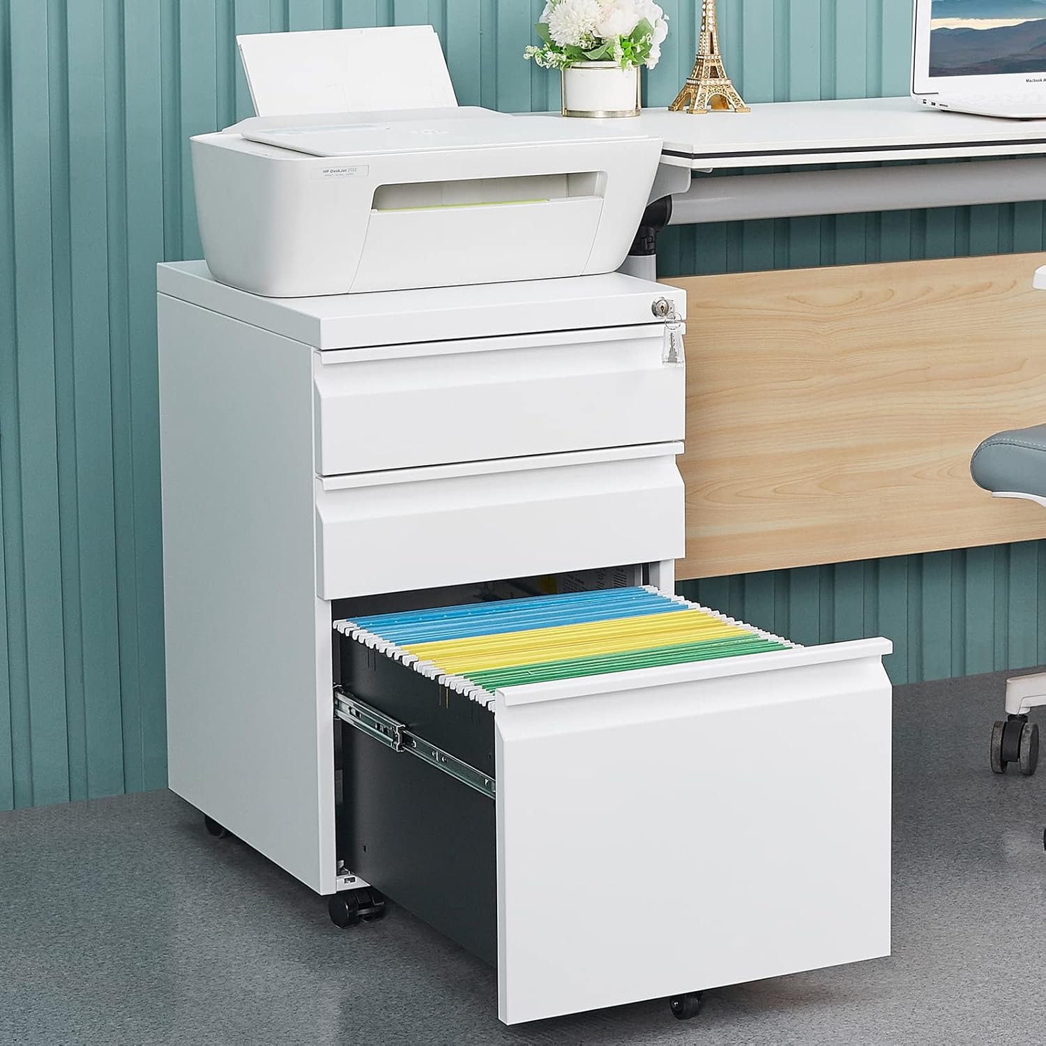 YISUYA Mobile Filing 3 Drawer File with