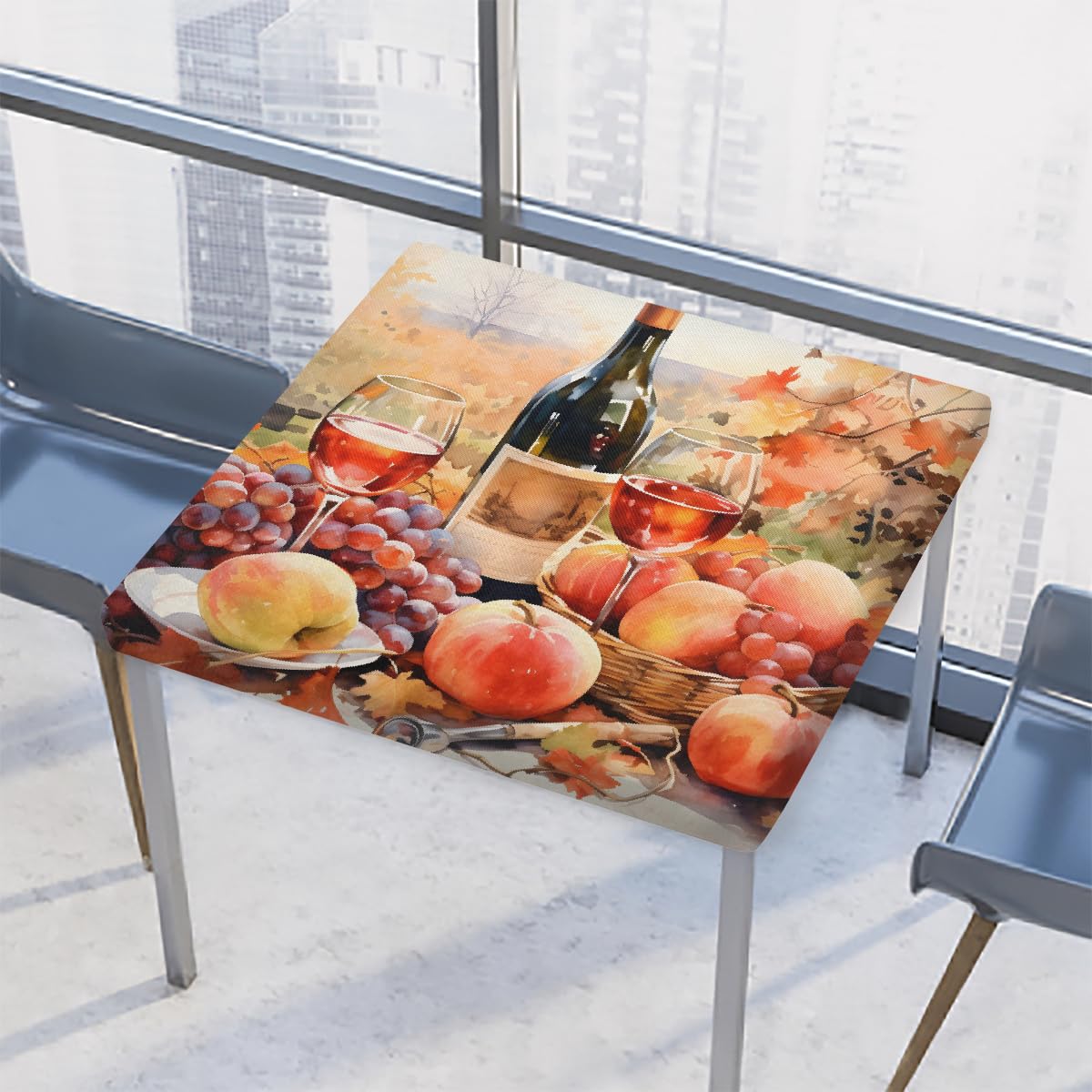 Nappe carrée 117 cm imperméable au décor de raisin de ferme