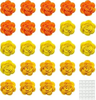 24pcs Felt Fabric Flowers Embellishments for Crafts, 1.2 inch Nonwoven Appliques Ornament with 30 Stickers for DIY Wedding Bride Cards, Gift Wrapping, Sewing, Scrapbook, Photo Frame Album Decoration