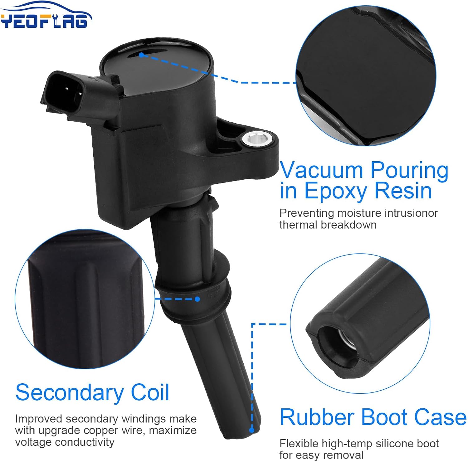DG508 Ignition Coil Pack Compatible with Ford for F150 1997-2009 for E-Series Vans 1997-2016 Compatible with Lincoln for Town Car 1998-2011 Replace for 5C1412 F523 521761 E213 E262 IC62 DG481 Set of 8