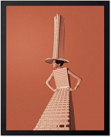 Monem Art Surreal Mid Century Woman Building Illustration Print - Figurative Surreal Fashion Art Poster - Wall Decor for Living Room, Bedroom or Office - 8x10 Unframed Wall Art by Maarten Leon