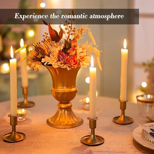 Miniatura 5 de 2 portavelas cónicos dorados, portavelas de metal, soportes decorativos para centros de mesa de boda, fiesta, hogar, mesa de comedor (sin velas)