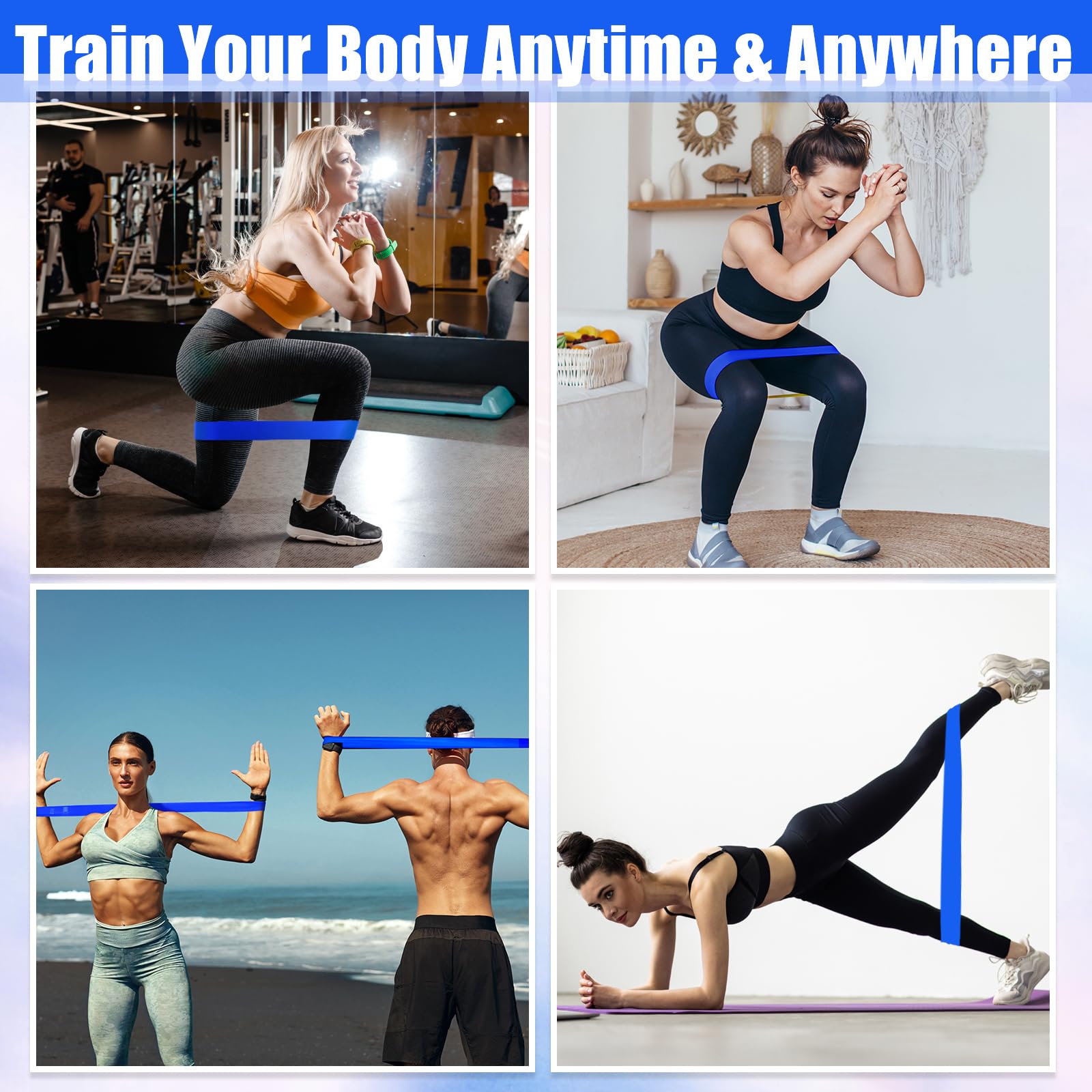 Deekin 20 Bandas de Resistencia, Bandas de Resistencia, Equipo de Ejercicio, Banda elástica para Mujeres y Hombres, Fitness en casa, Gimnasio, Yoga (Azul, 25-30 Libras)