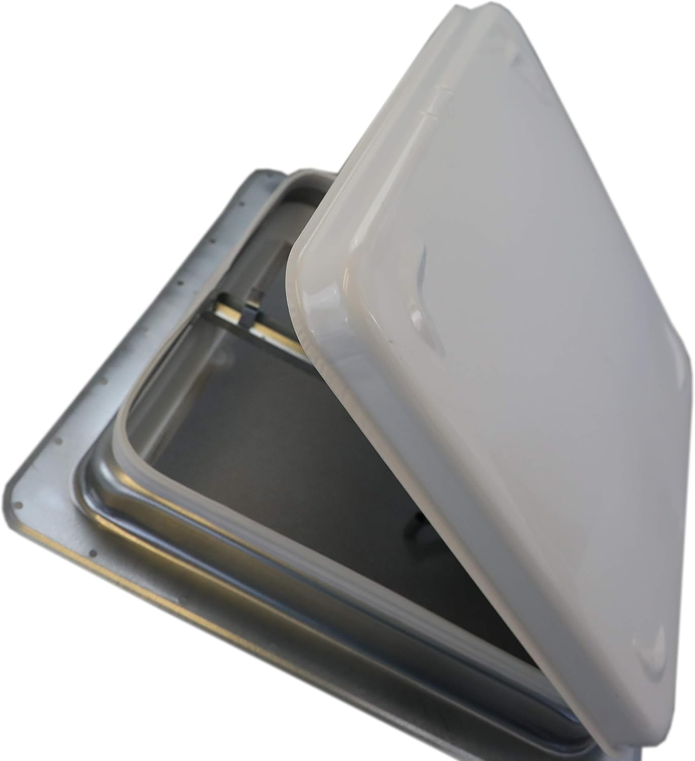 Class A Customs RV Roof Vent with Low Profile White Metal Lid CAC85111-WH