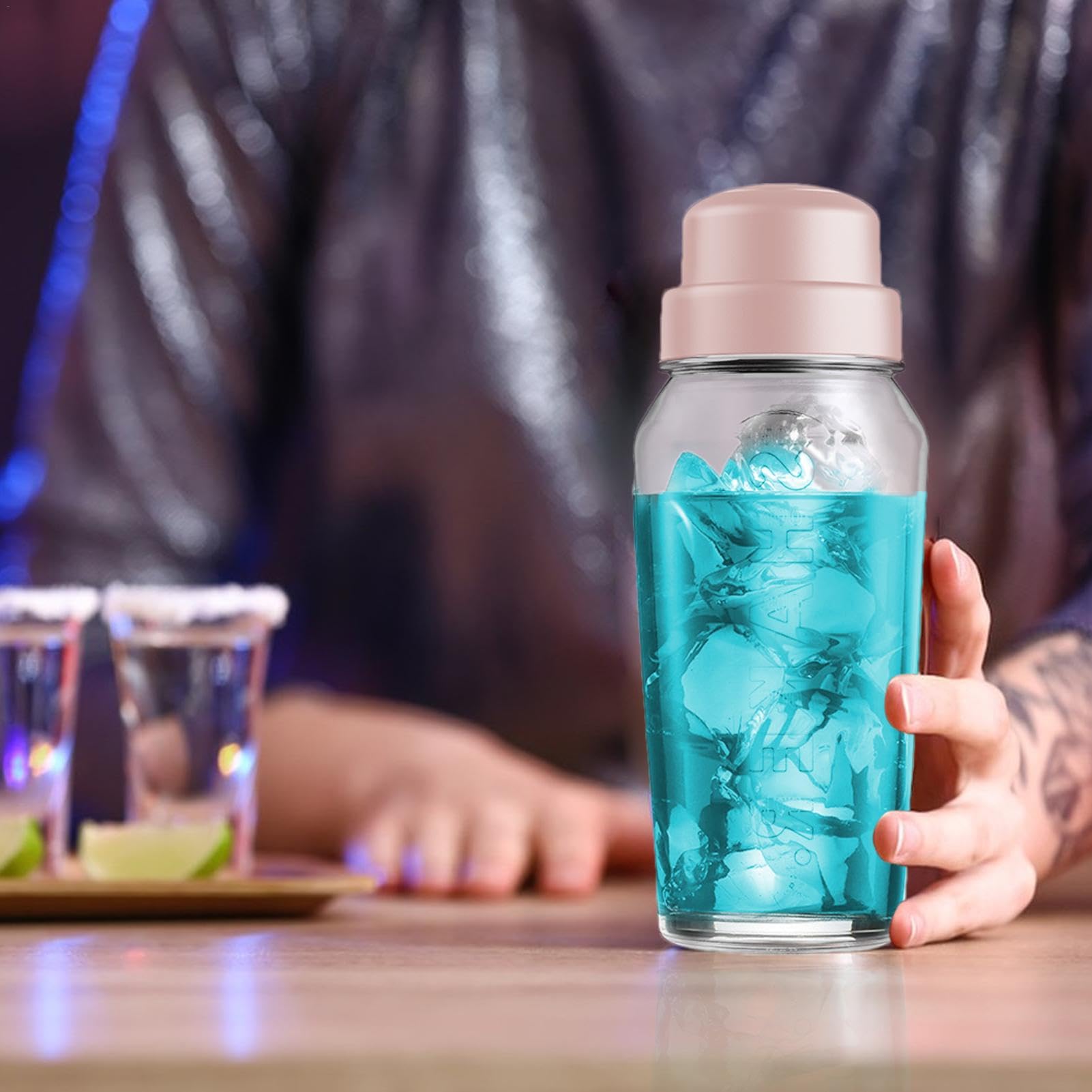 Shaker à Cocktail Verre 560 Ml – Avec échelle Et Filtre, Bouteille Mélangeuse, Pour Bar à Domicile, Fêtes