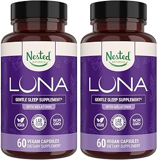Nested Naturals Luna Sleep Aid - Non-Habit Forming Natural Sleeping Pills for Adults with Naturally Sourced Ingredients - Valerian Root, Melatonin, Chamomile, Lemon Balm, and More - 120 Vegan Capsules