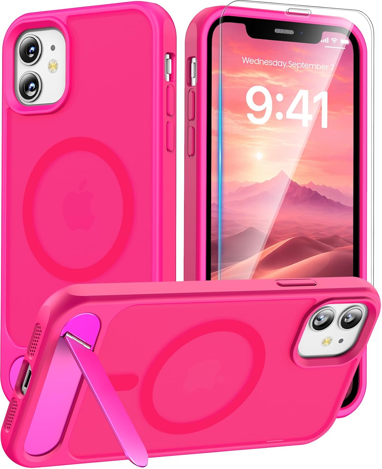 Magnetic for iPhone 11 Case with Stand, Hot Pink